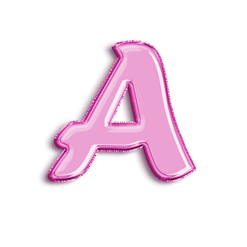 Brilliant balloon alphabet letter A in pink color. 3d rendering realistic metallic hot air balloon, ready to use for your birthday celebration and party, isolated with transparent background png