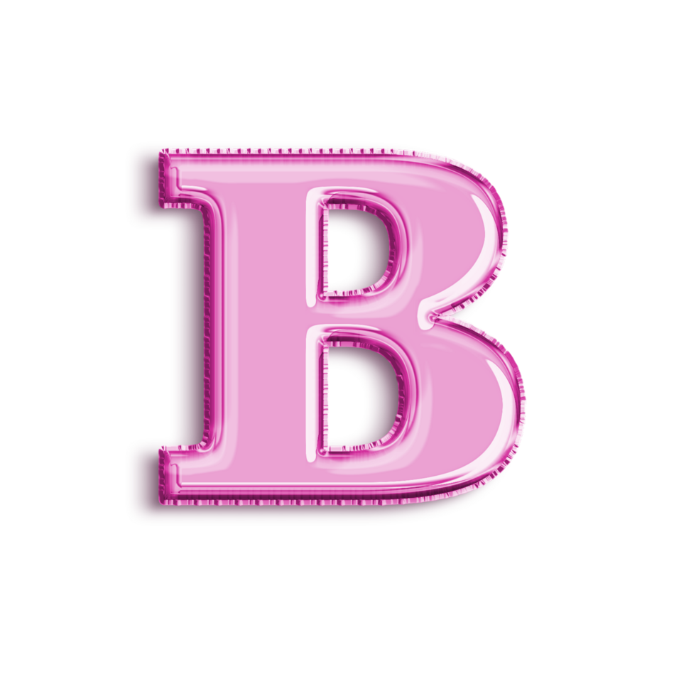 Brilliant balloon alphabet letter B in pink color. 3d rendering realistic metallic hot air balloon, ready to use for your birthday celebration and party, isolated with transparent background png