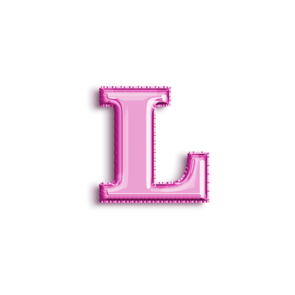 Brilliant balloon alphabet letter L in pink color. 3d rendering realistic metallic hot air balloon, ready to use for your birthday celebration and party, isolated with transparent background png