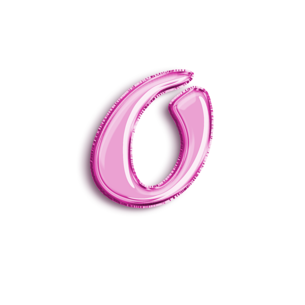 brilhante balão alfabeto carta o dentro Rosa cor. 3d Renderização realista metálico quente ar balão, pronto para usar para seu aniversário celebração e festa, isolado com transparente fundo png