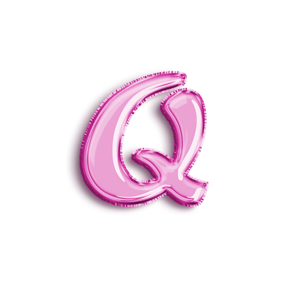 Brilliant balloon alphabet letter Q in pink color. 3d rendering realistic metallic hot air balloon, ready to use for your birthday celebration and party, isolated with transparent background png