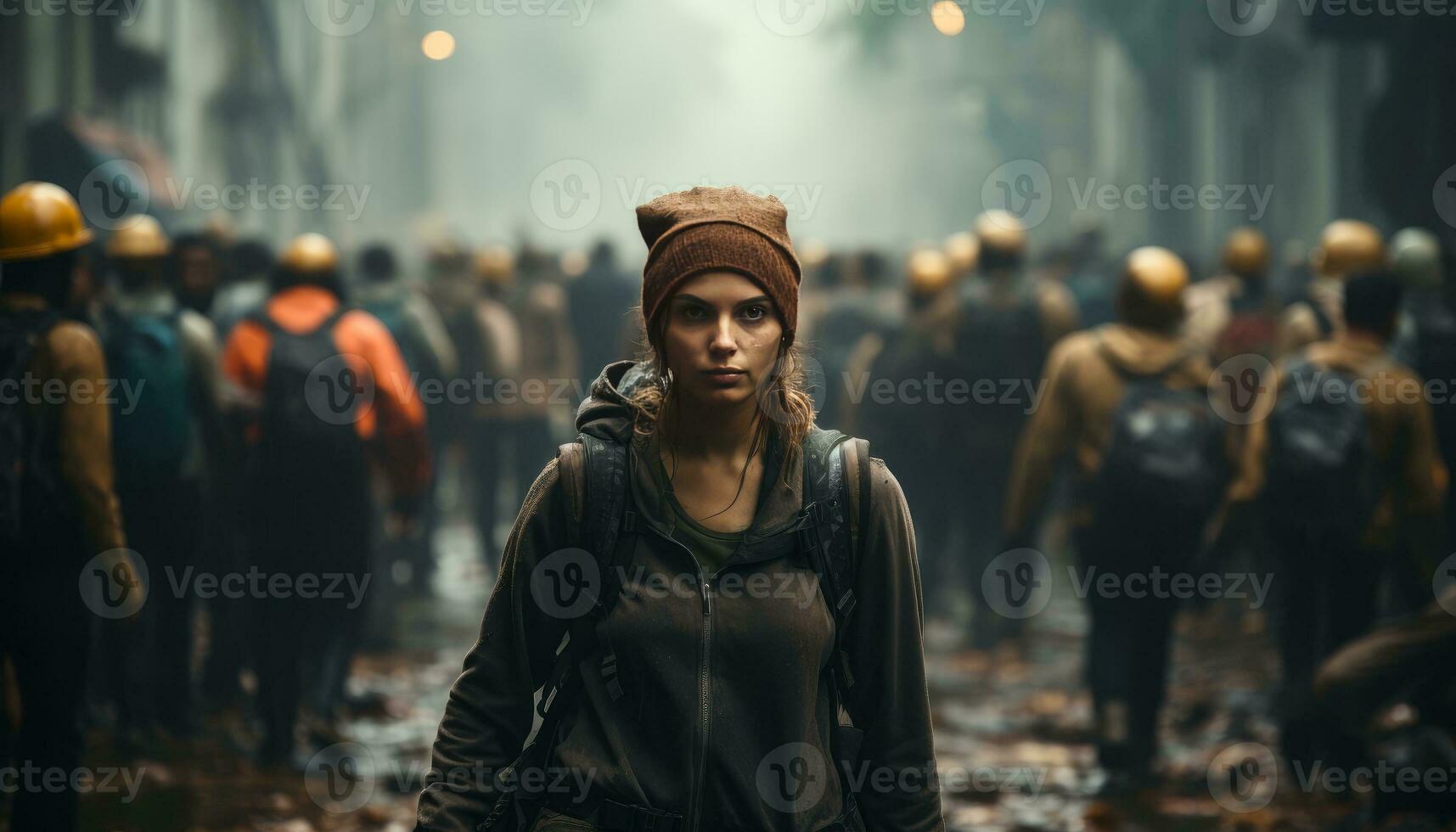 a girl moving in street photo