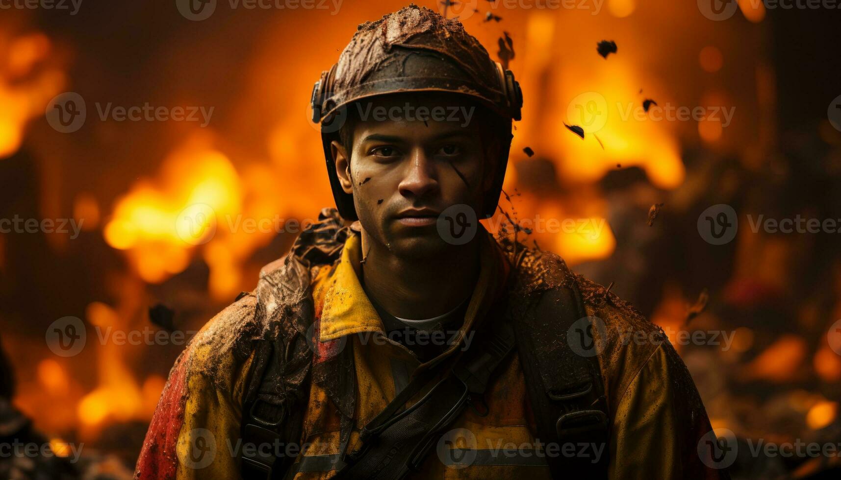 a hard worker man fighting with fire photo