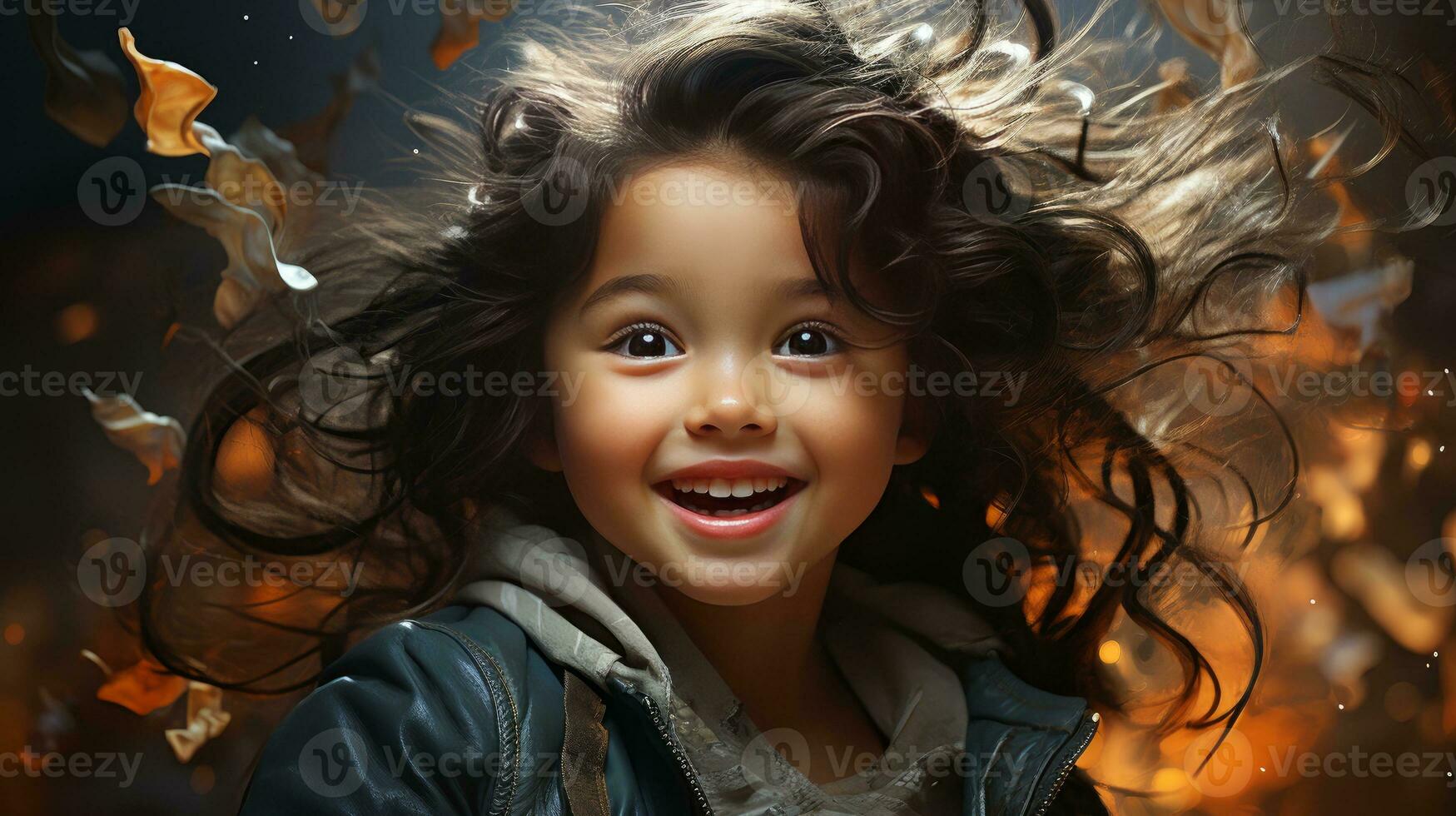 cute child in a happy mood with open hairs photo