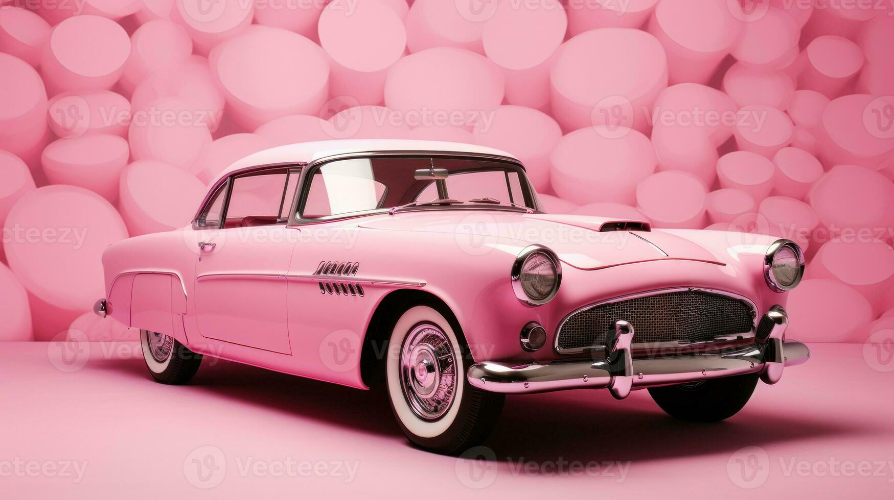 Retro classic pink car wallpaper photo