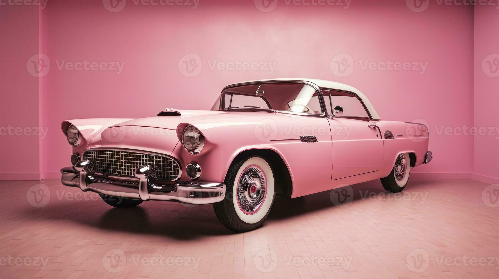 Retro classic pink car wallpaper photo