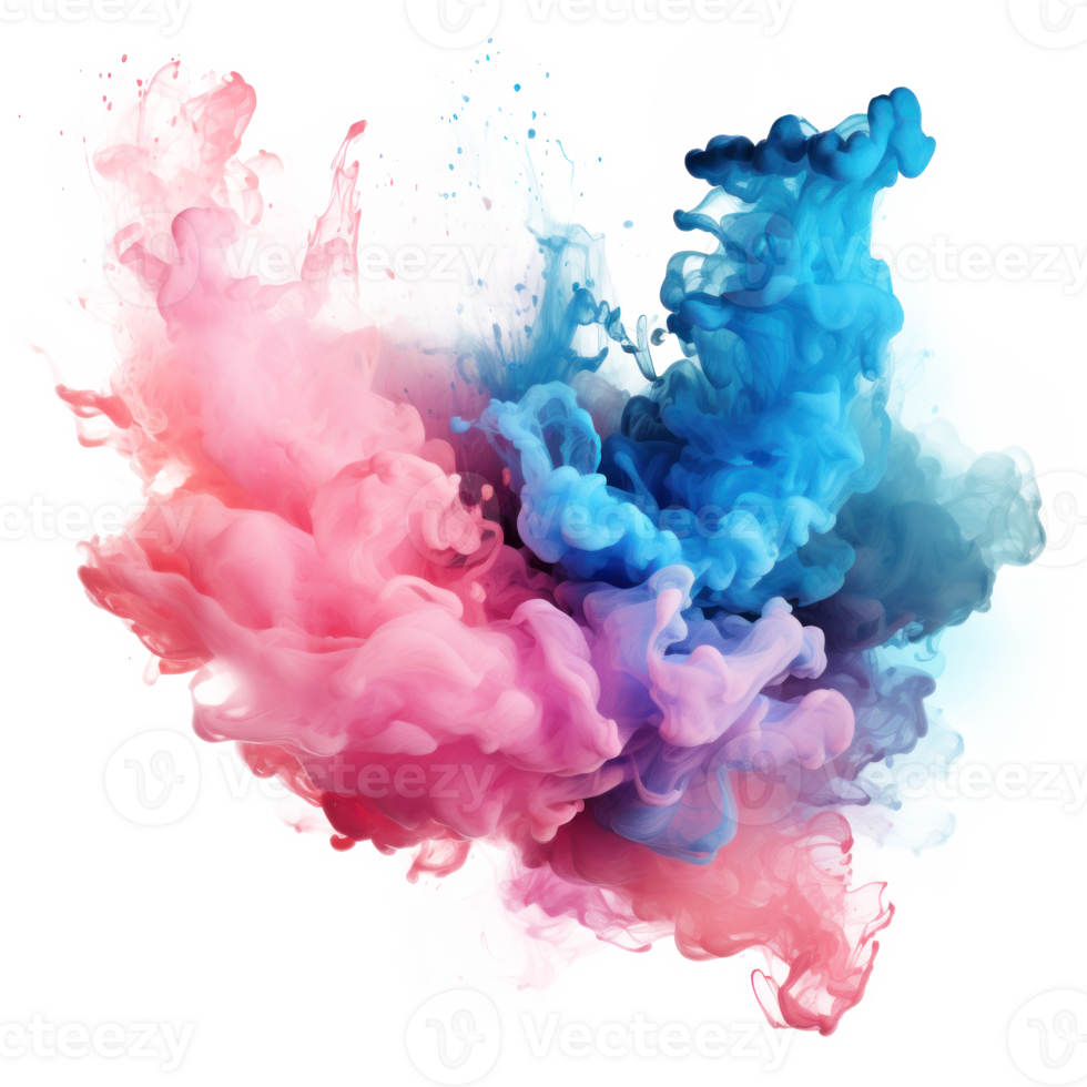 Blue pink watercolor stain isolated png