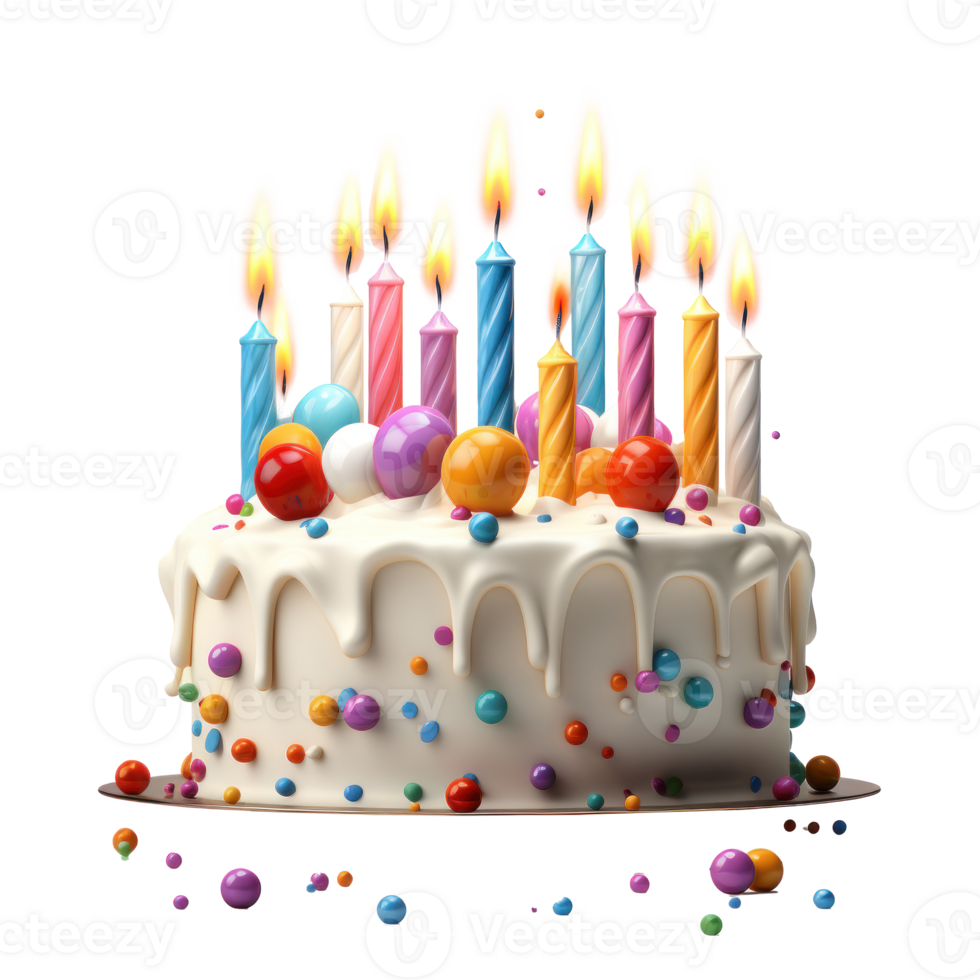 Birthday Cake with candles isolated png