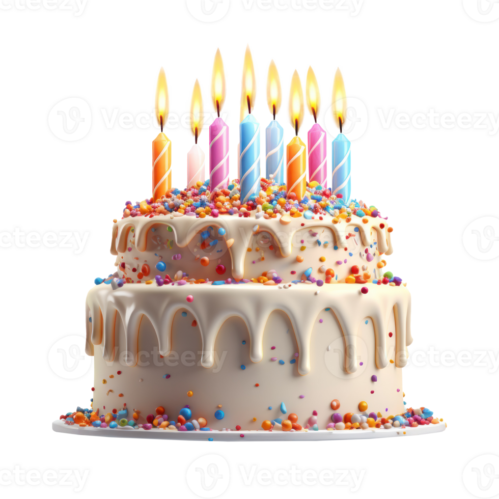 Birthday Cake with candles isolated png