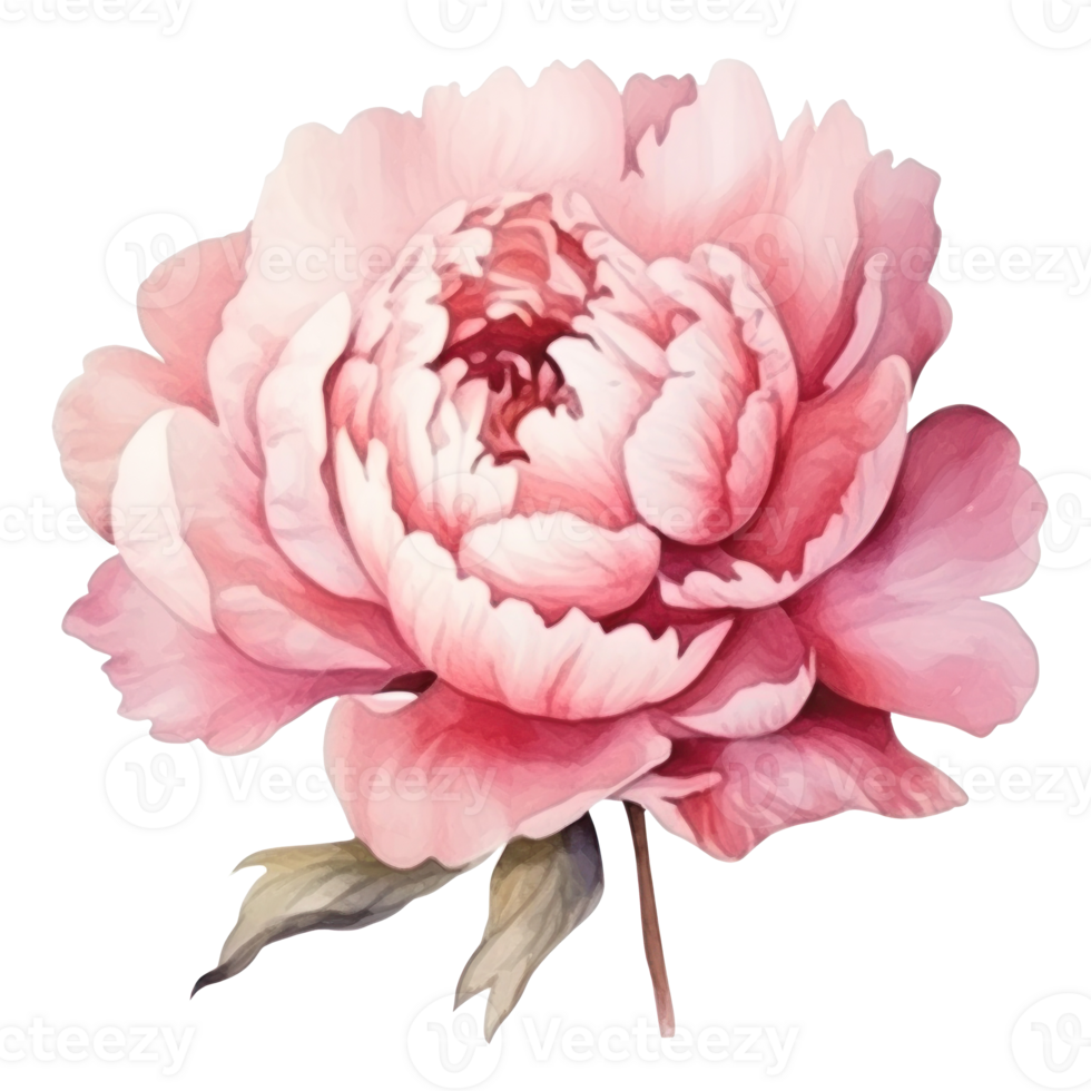 Watercolor peony flower isolated png