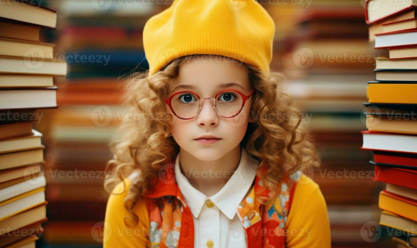 Funny girl with books photo