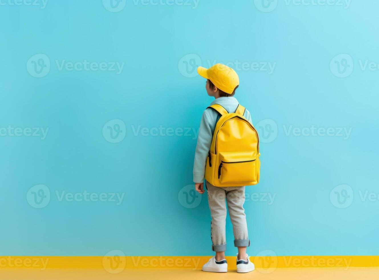 Little boy with school bag photo