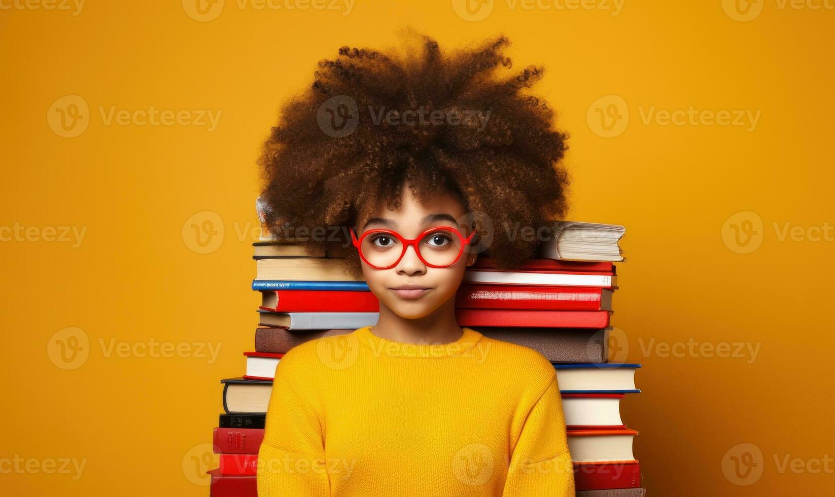 Funny girl with books photo