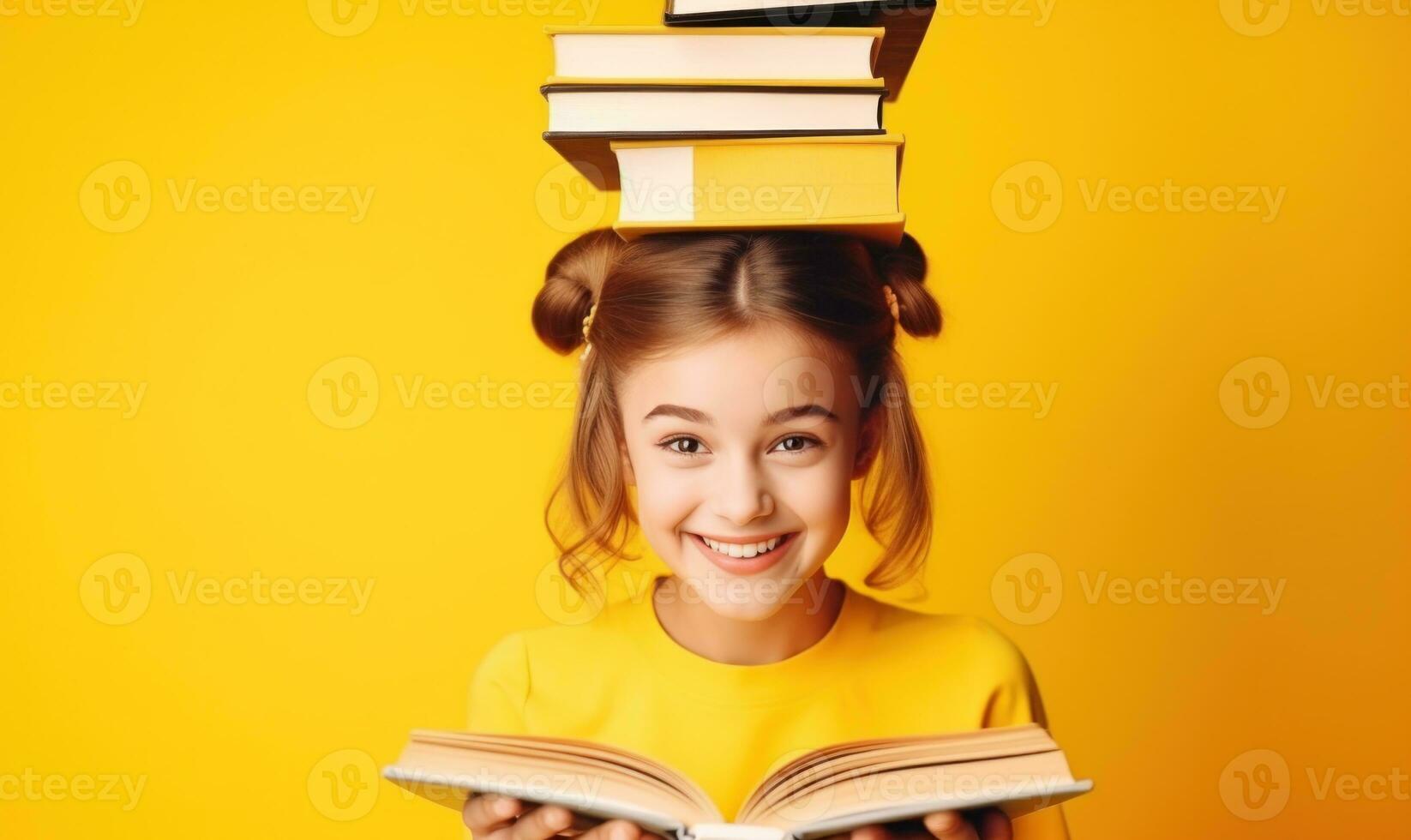 Funny girl with books photo