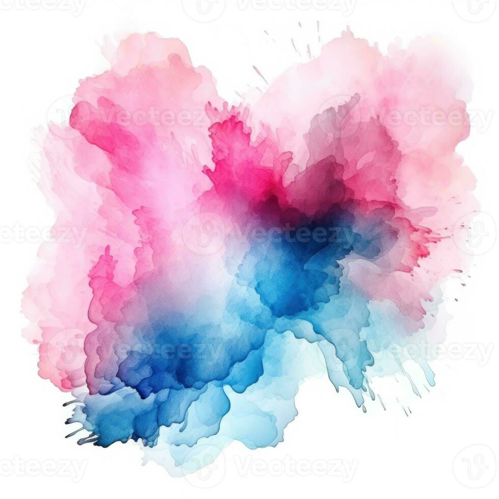 Blue pink watercolor stain isolated photo