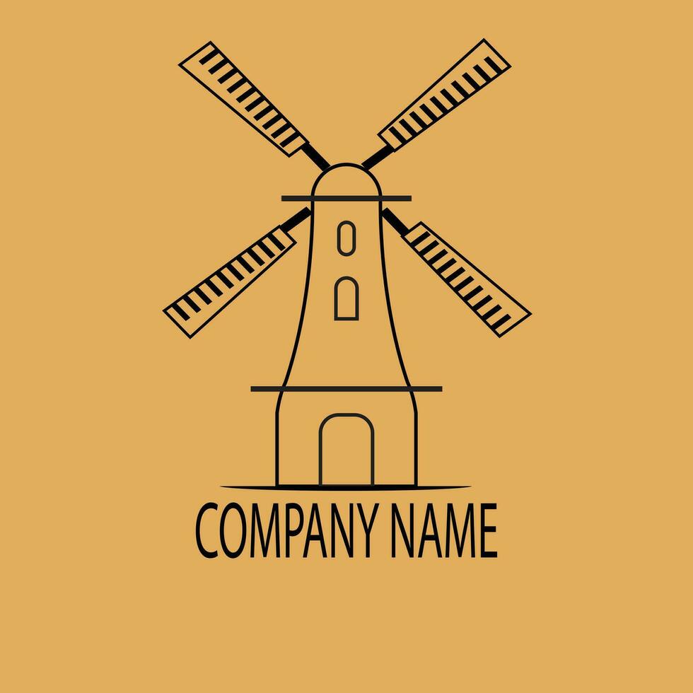vector illustration of a windmill in a wheat field, great for sticker emblem templates