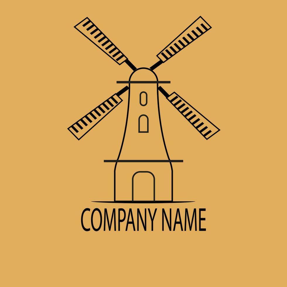 vector illustration of a windmill in a wheat field, great for sticker emblem templates