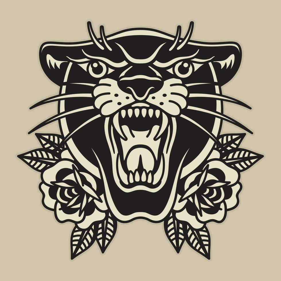 Panther and rose, premium vector design.