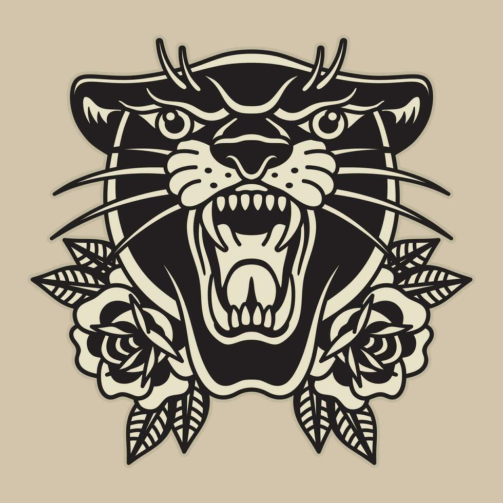 Panther and rose, premium vector design.