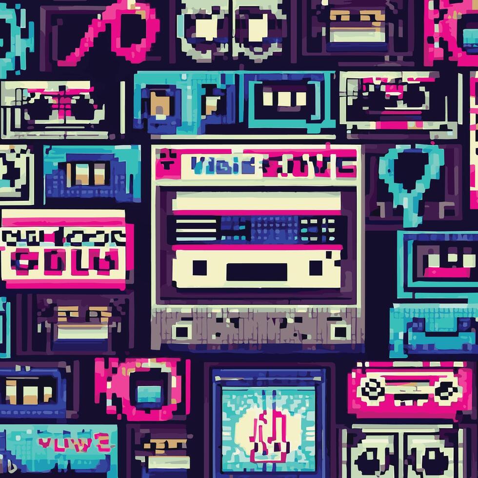 Retro Vibes Collection - Pixel Art Pattern Vector Graphics