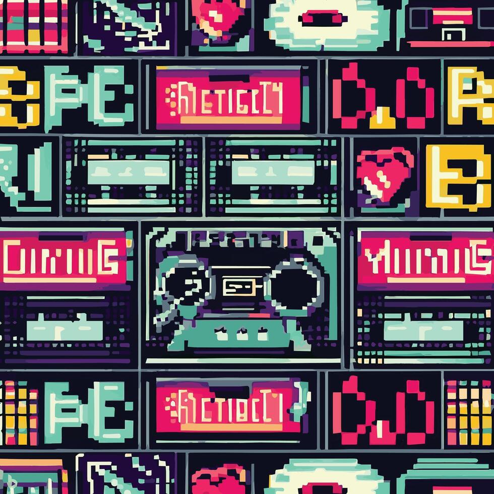 Retro Vibes Collection - Pixel Art Pattern Vector Graphics