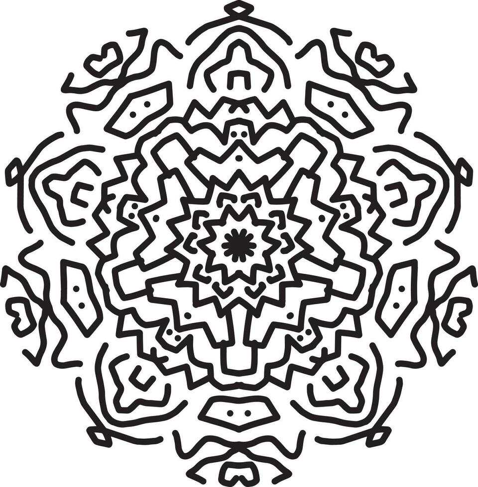 a black and white drawing of a circular design vector