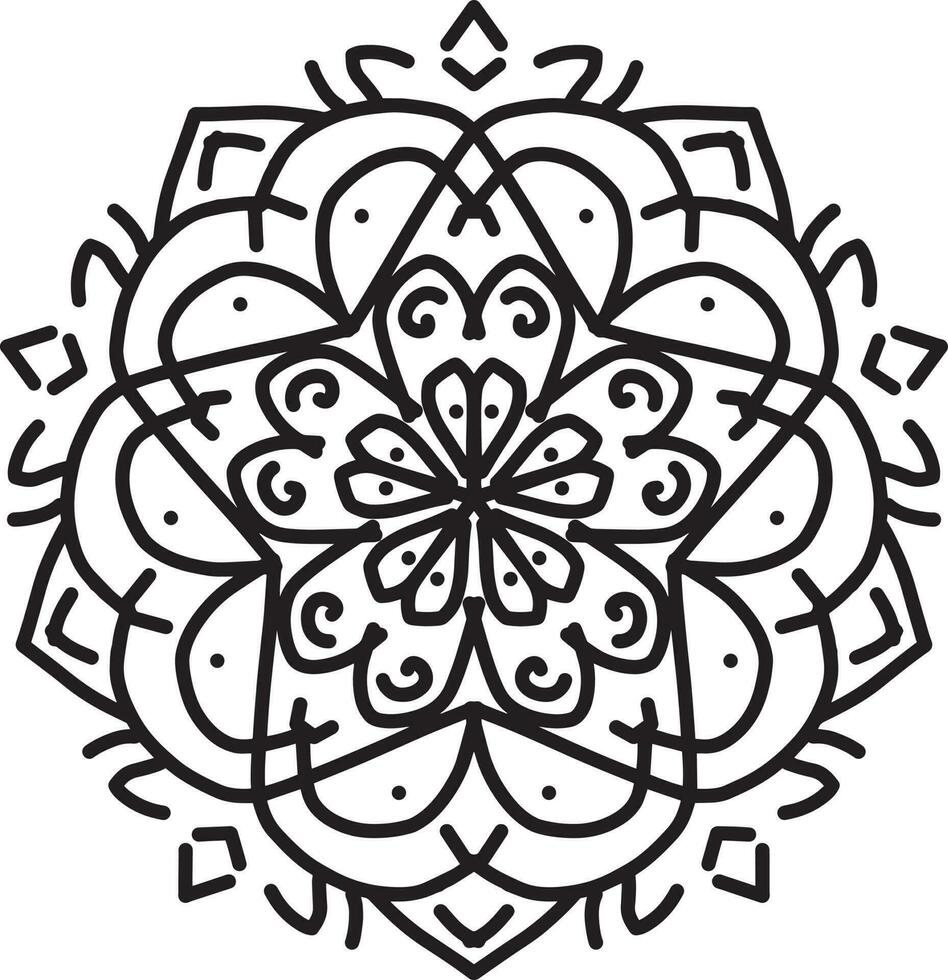 a black and white drawing of a circular design vector