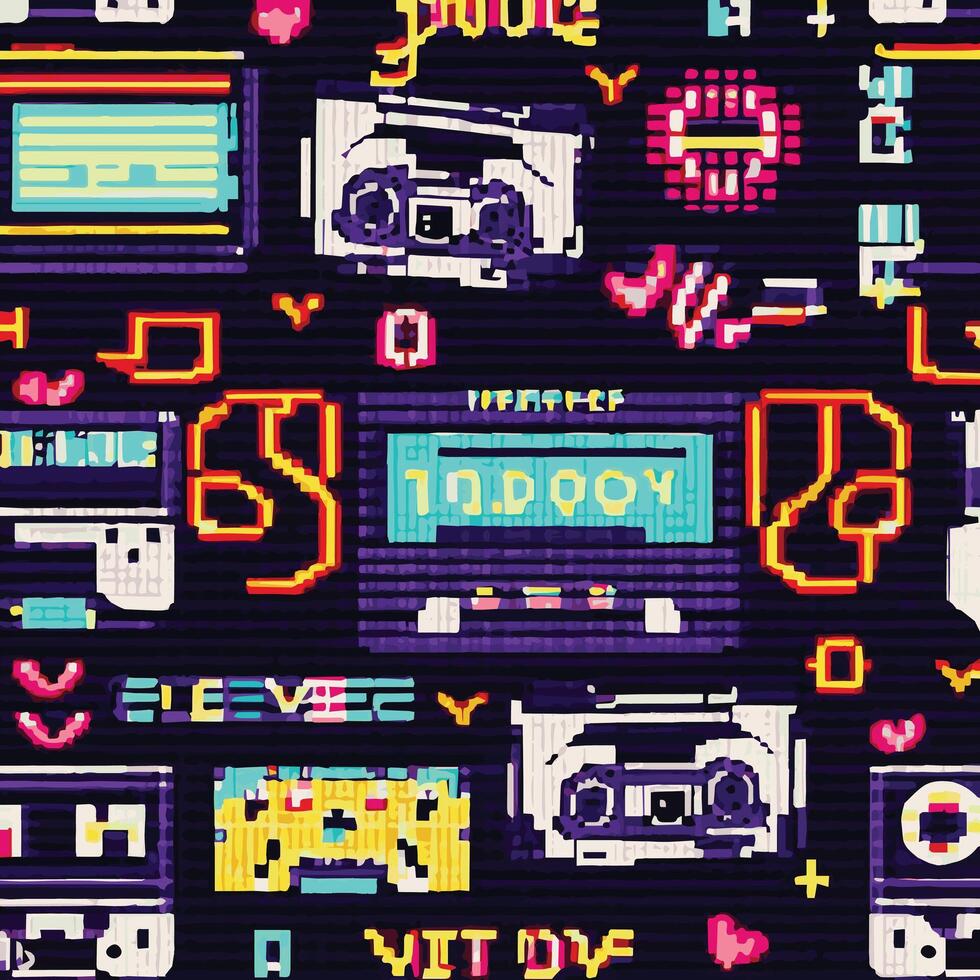 Retro Vibes Collection - Pixel Art Pattern Vector Graphics