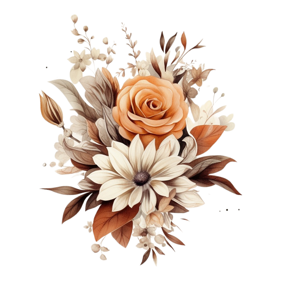 Aquarell Blumen- Blume Design, Aquarell Blume Vereinbarungen Blumen, Aquarell Blume Design, Blume Sublimation Blumen- Clip Art, Hochzeit Dekoration, ai generiert png