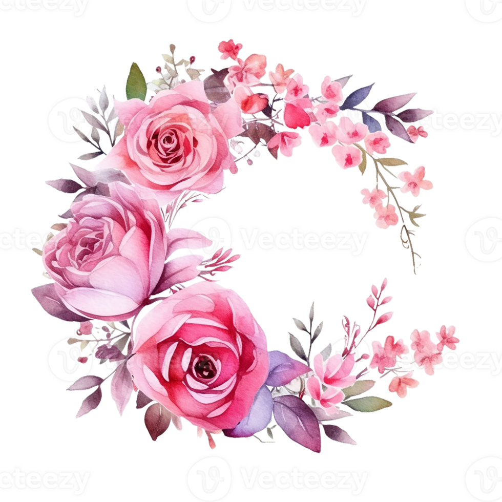 waterverf bloemen bloem ontwerp, waterverf bloem regelingen bloemen, waterverf bloem ontwerp, bloem sublimatie bloemen clip art, bruiloft decoratie, waterverf bloemen ronde kader, ai gegenereerd png