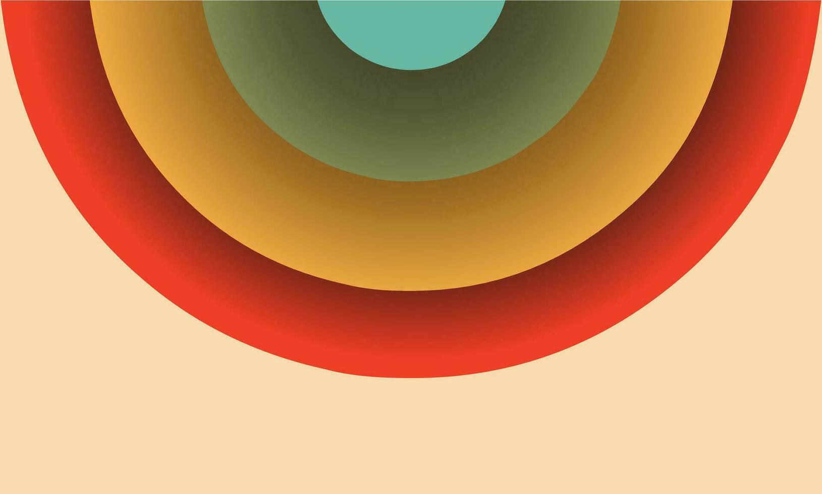 Vintage semi circle 70s quarter radial sun retro papercut vector background
