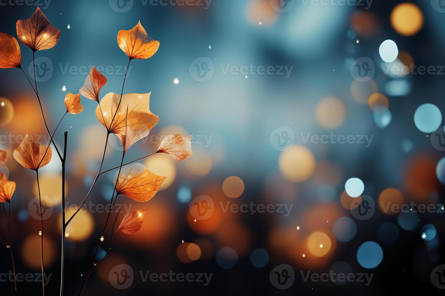 Colorful autumn background with bokeh and autumn leaves. AI generative photo