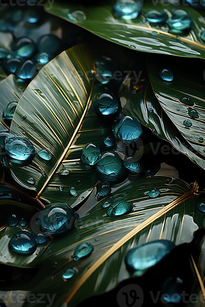 A vibrant tapestry of abstract shapes and patterns intertwines with lush green foliage, bathed in shimmering sunlight. photo