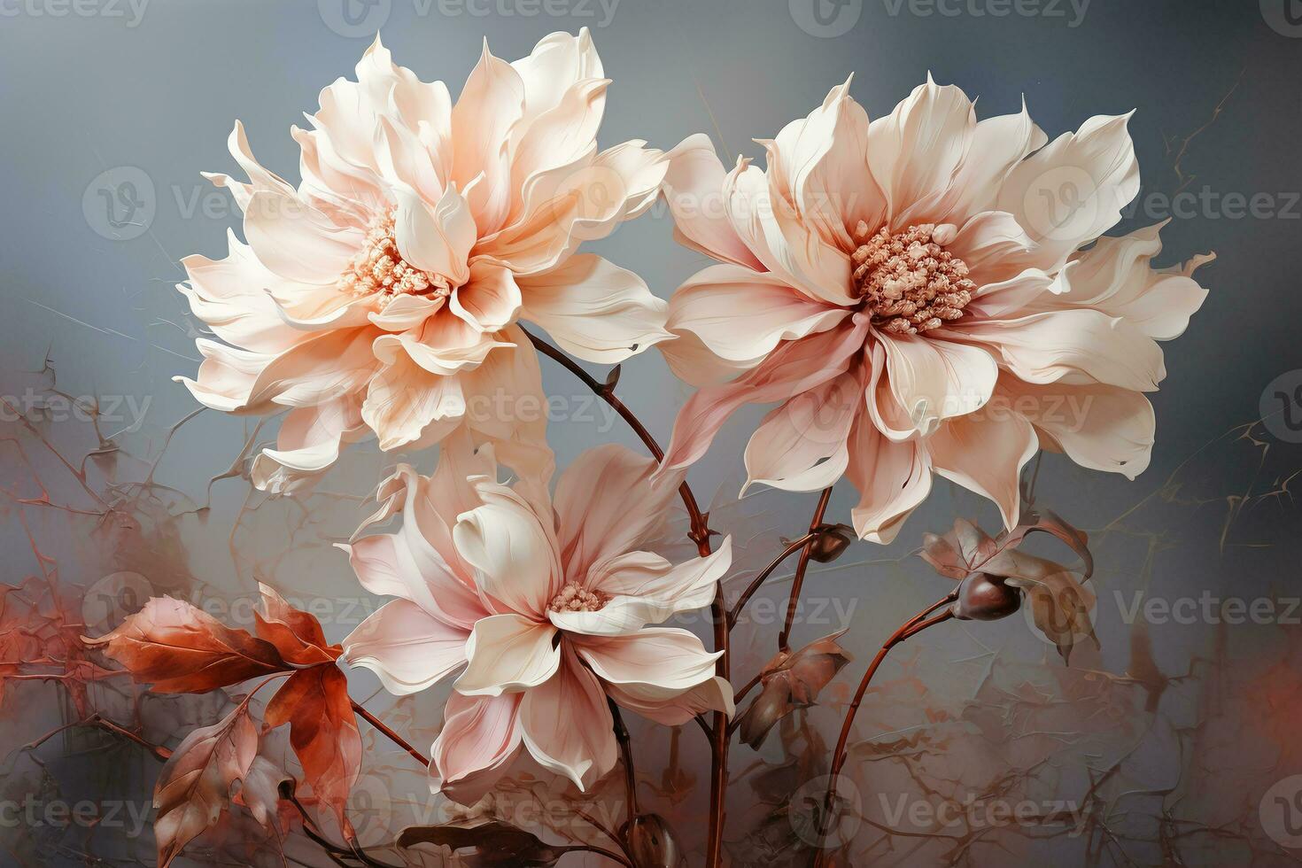 A softly graceful flower against a muted backdrop. AI generative photo