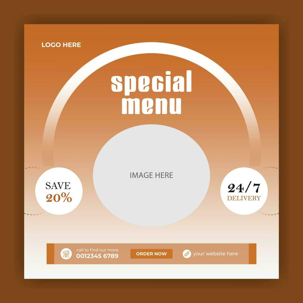 Delicious special menu concept post template design. Discount abstract promotion layout design. special menu post vector