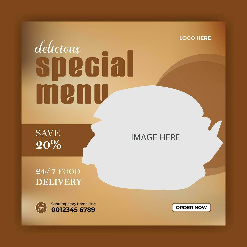 Delicious special menu concept post template design. Discount abstract promotion layout design. special menu post vector