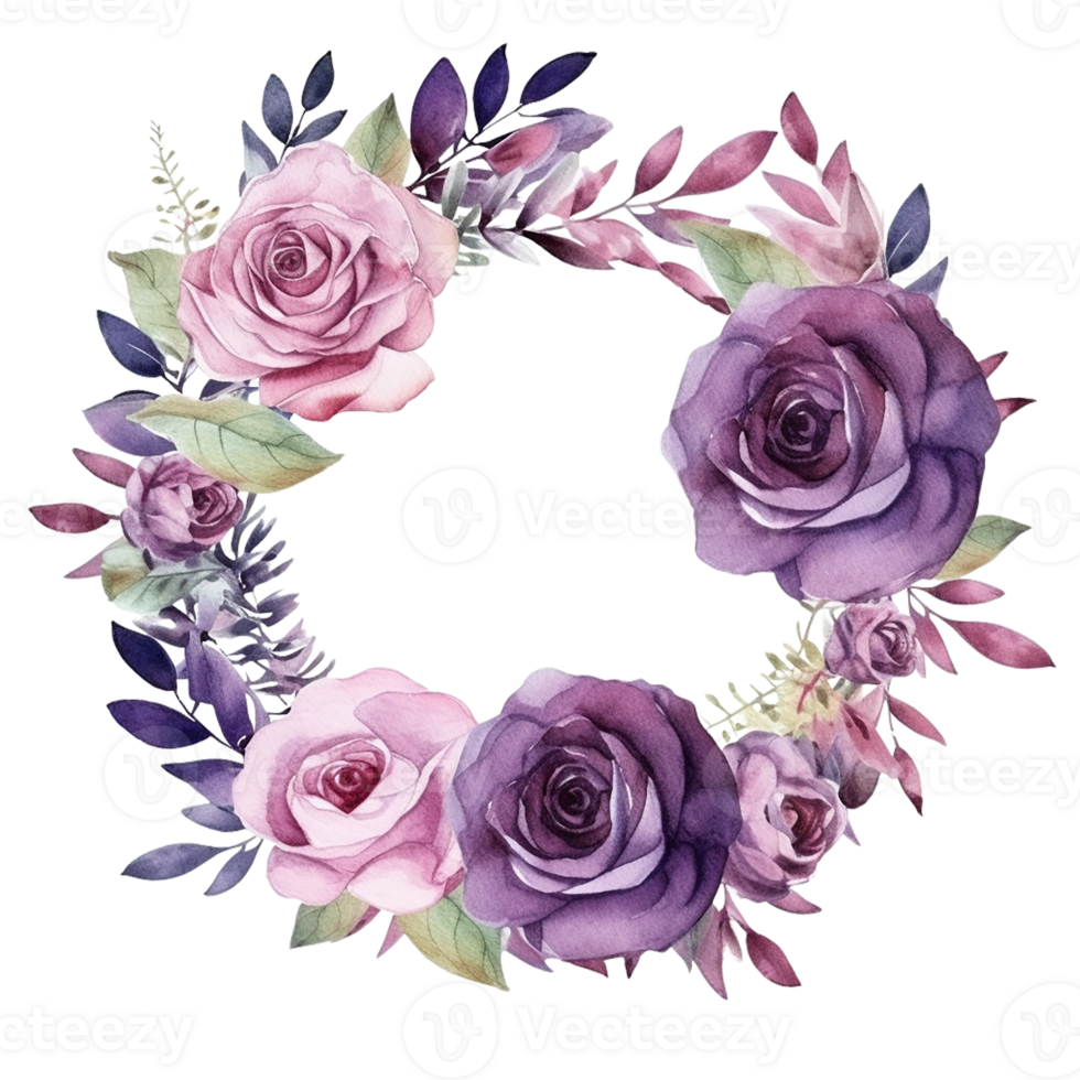 vattenfärg blommig blomma design, vattenfärg blomma arrangemang blommig, vattenfärg blomma design, blomma sublimering blommig ClipArt, bröllop dekoration, vattenfärg blommig runda ram, ai genererad png