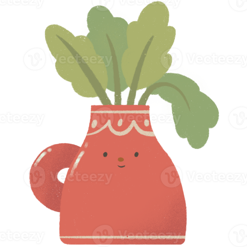 coloré vase avec feuilles png