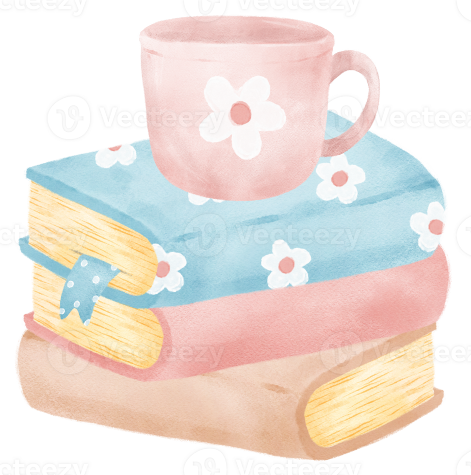 Cute Pastel Stack of Books Watercolor Painting. Creative Education and Learning Illustrations png