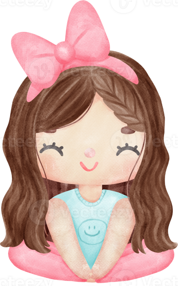 Cute playful Kid Doing Yoga in Pastel Watercolor whimsical Cartoon Illustration png