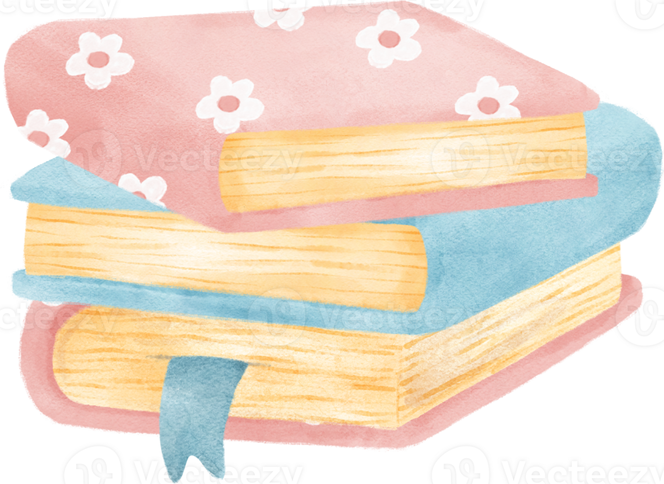 Cute Pastel Stack of Books Watercolor Painting. Creative Education and Learning Illustrations png