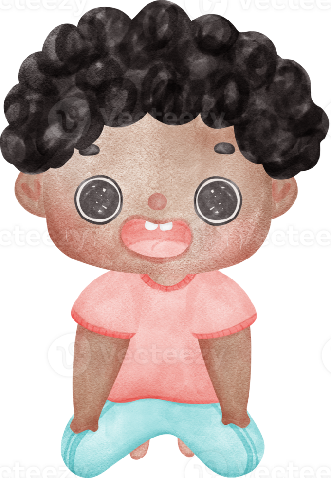 Cute playful Kid Doing Yoga in Pastel Watercolor whimsical Cartoon Illustration png