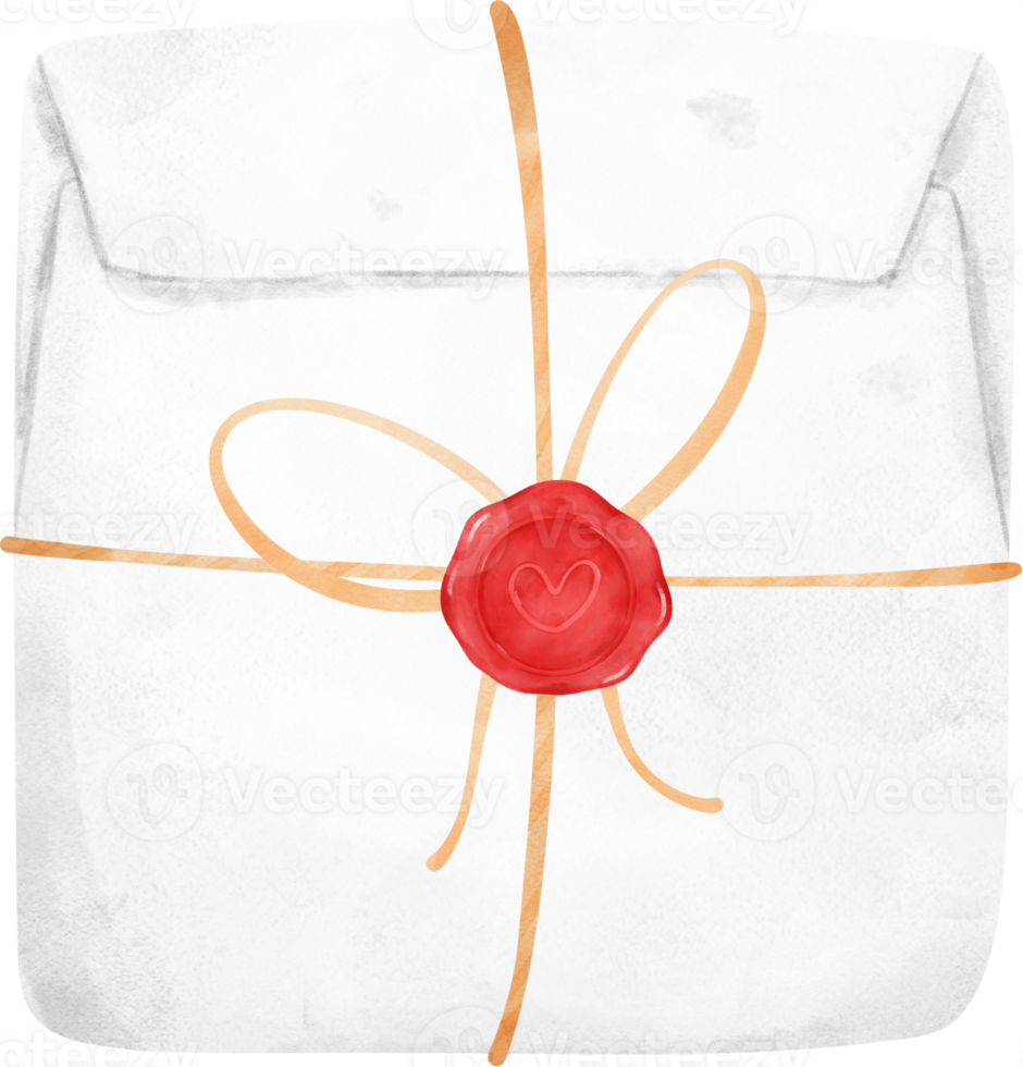 Vintage Envelope Mail Sealed with Wax, Elegantly Capturing the Essence of Sentimental Correspondence. Nostalgic Watercolour Illustration. png