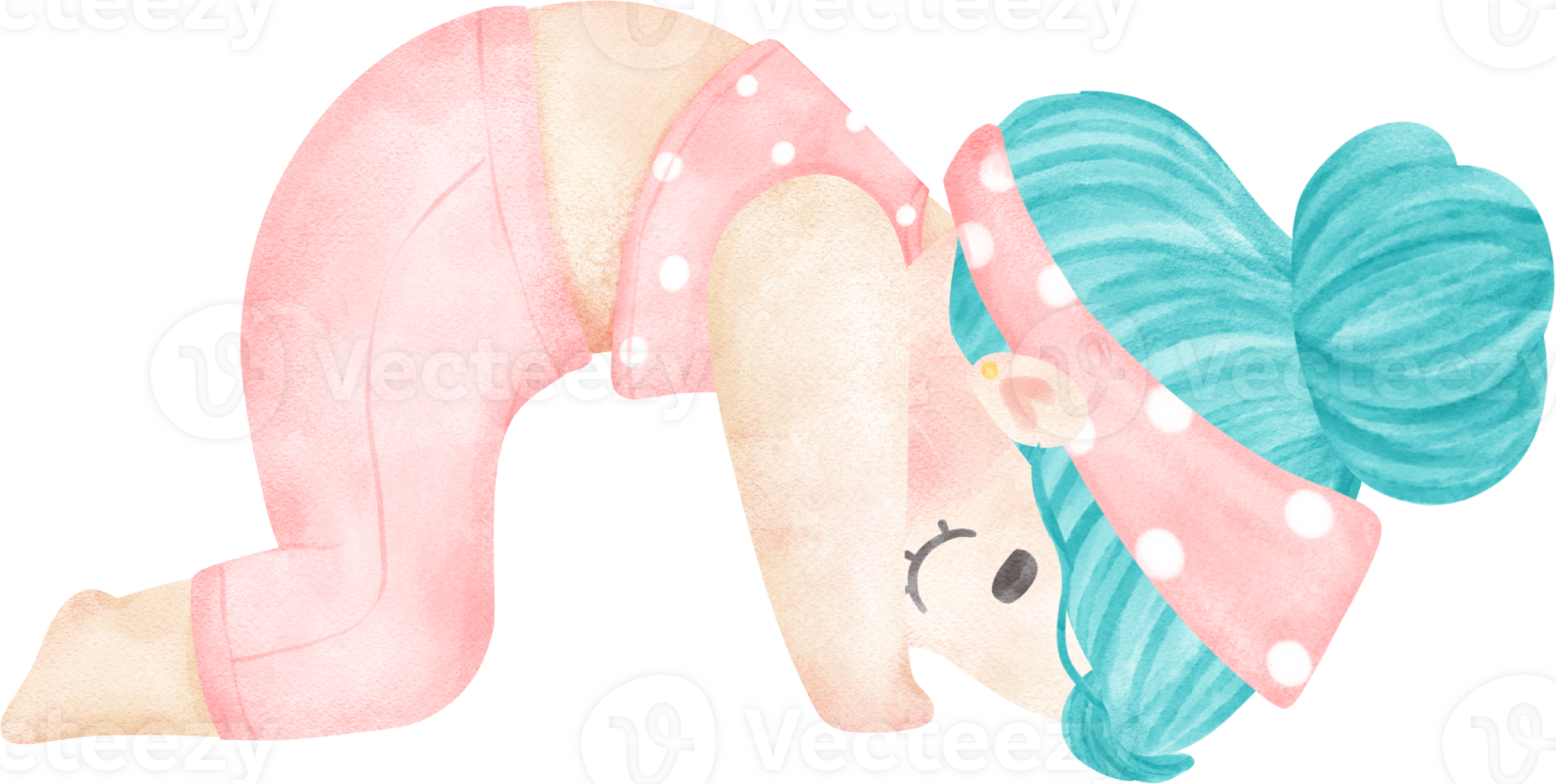 Cute playful Kid Doing Yoga in Pastel Watercolor whimsical Cartoon Illustration png