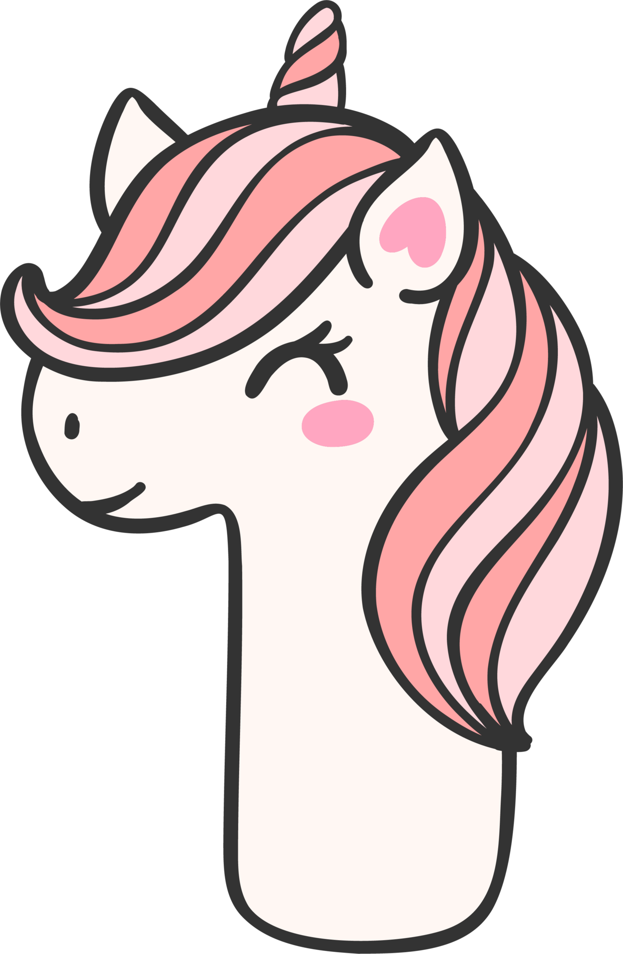 cute unicorn doodle number 1, one is a pink kawaii cartoon illustration