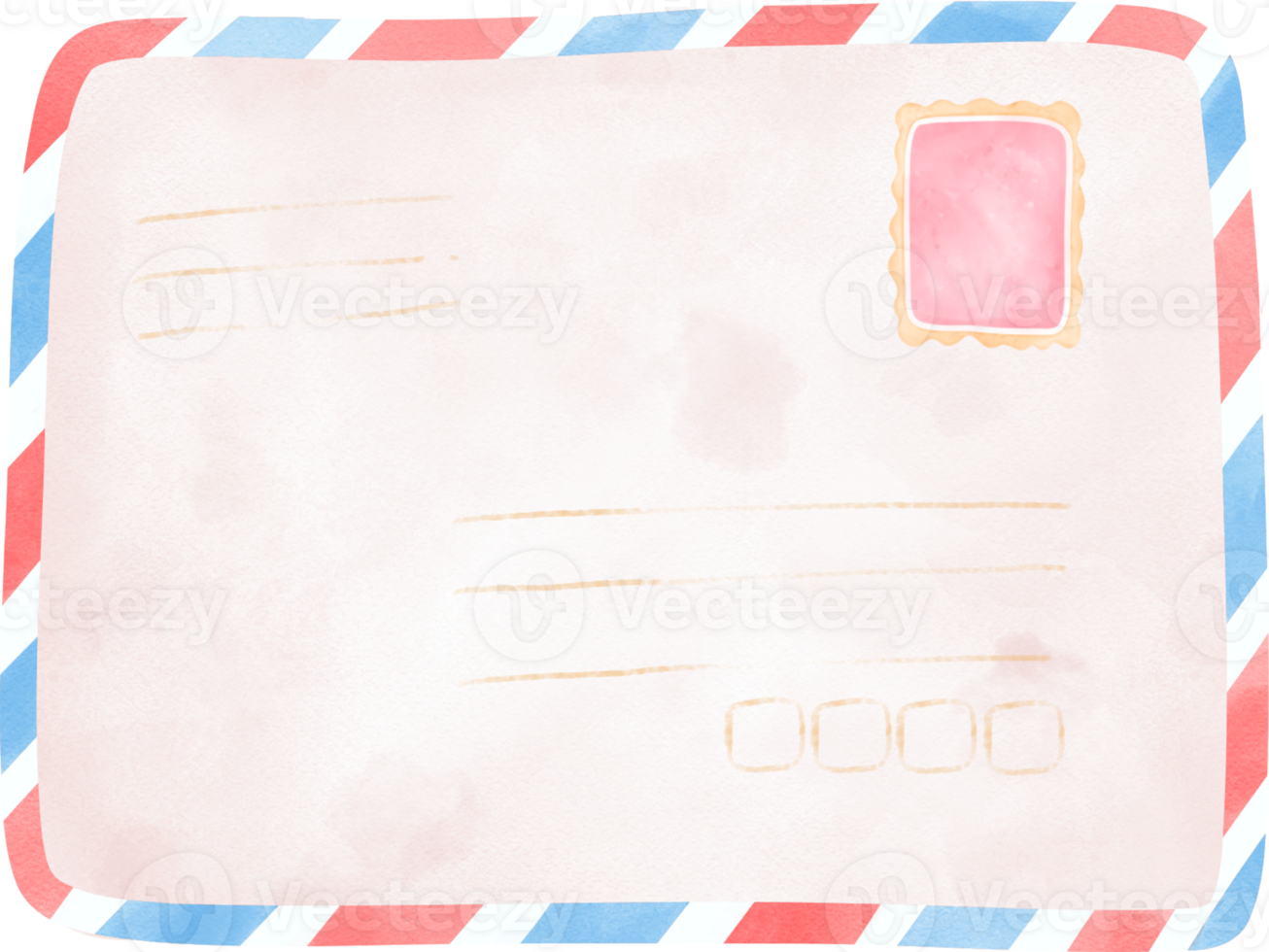 Vintage Envelope Mail Sealed with Wax, Elegantly Capturing the Essence of Sentimental Correspondence. Nostalgic Watercolour Illustration. png