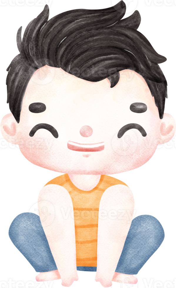 Cute playful Kid Doing Yoga in Pastel Watercolor whimsical Cartoon Illustration png