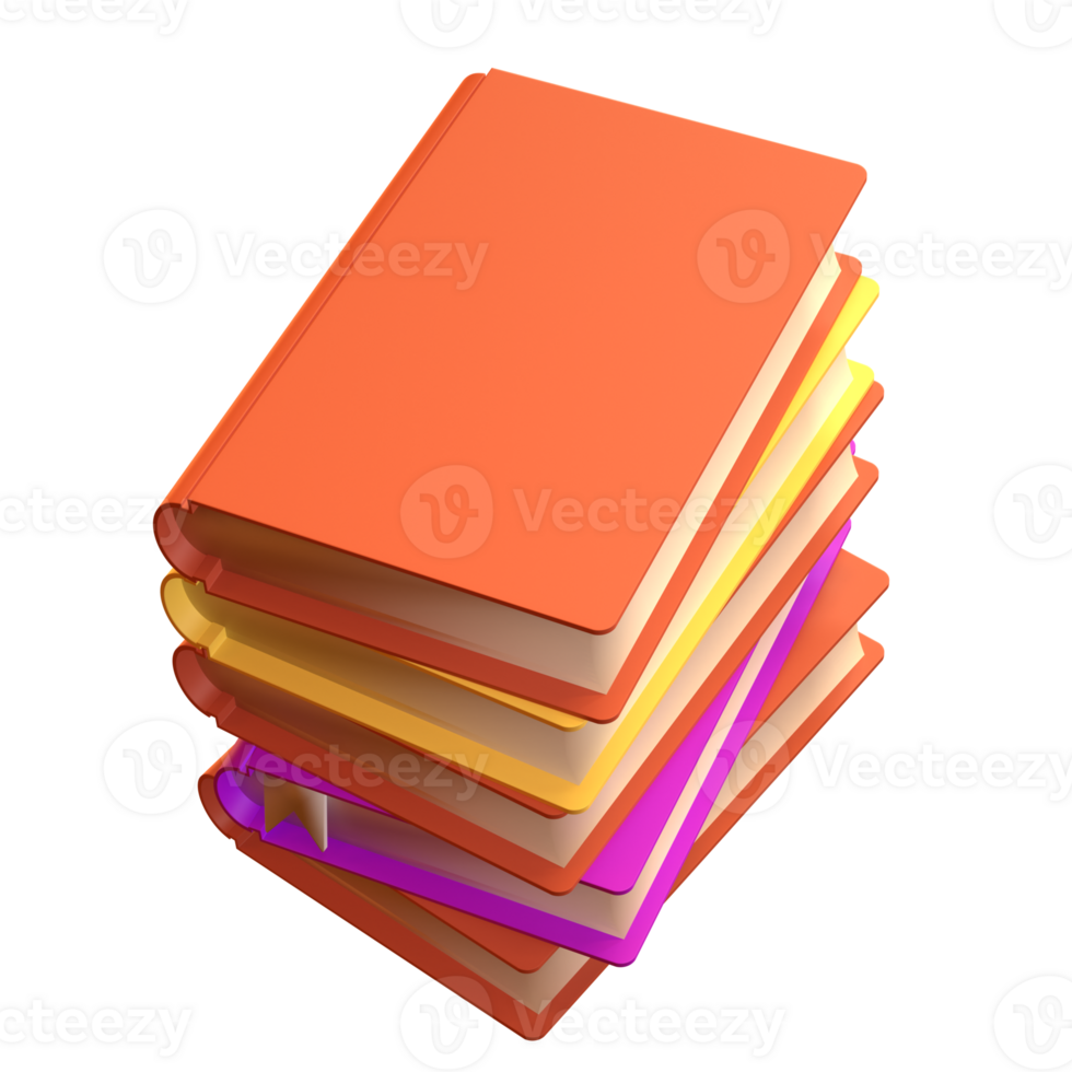 3D Stack of Closed Books Icon isolated with transparent png. Render Educational or Business Literature. Reading Education, E-book, Literature, Encyclopedia, Textbook Illustration png
