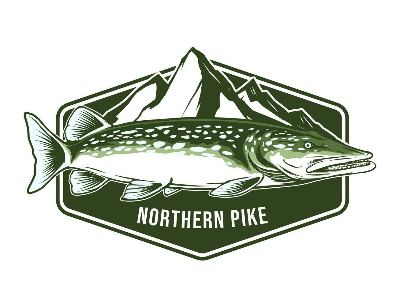 northern pike fish badge logo vector