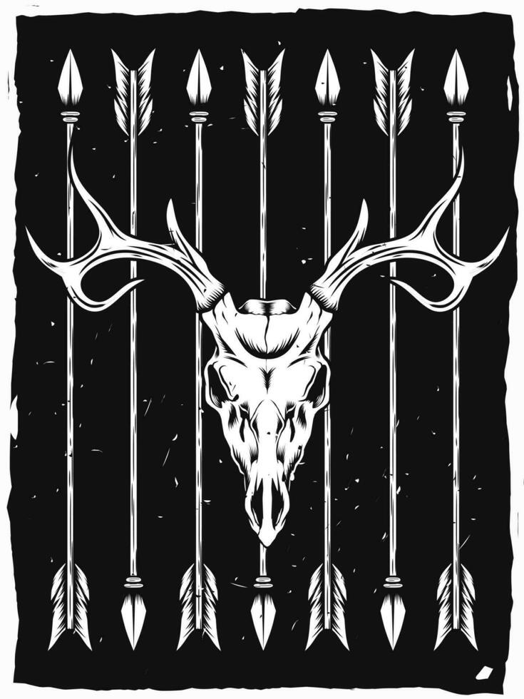 deer skull and arrows poster design vector